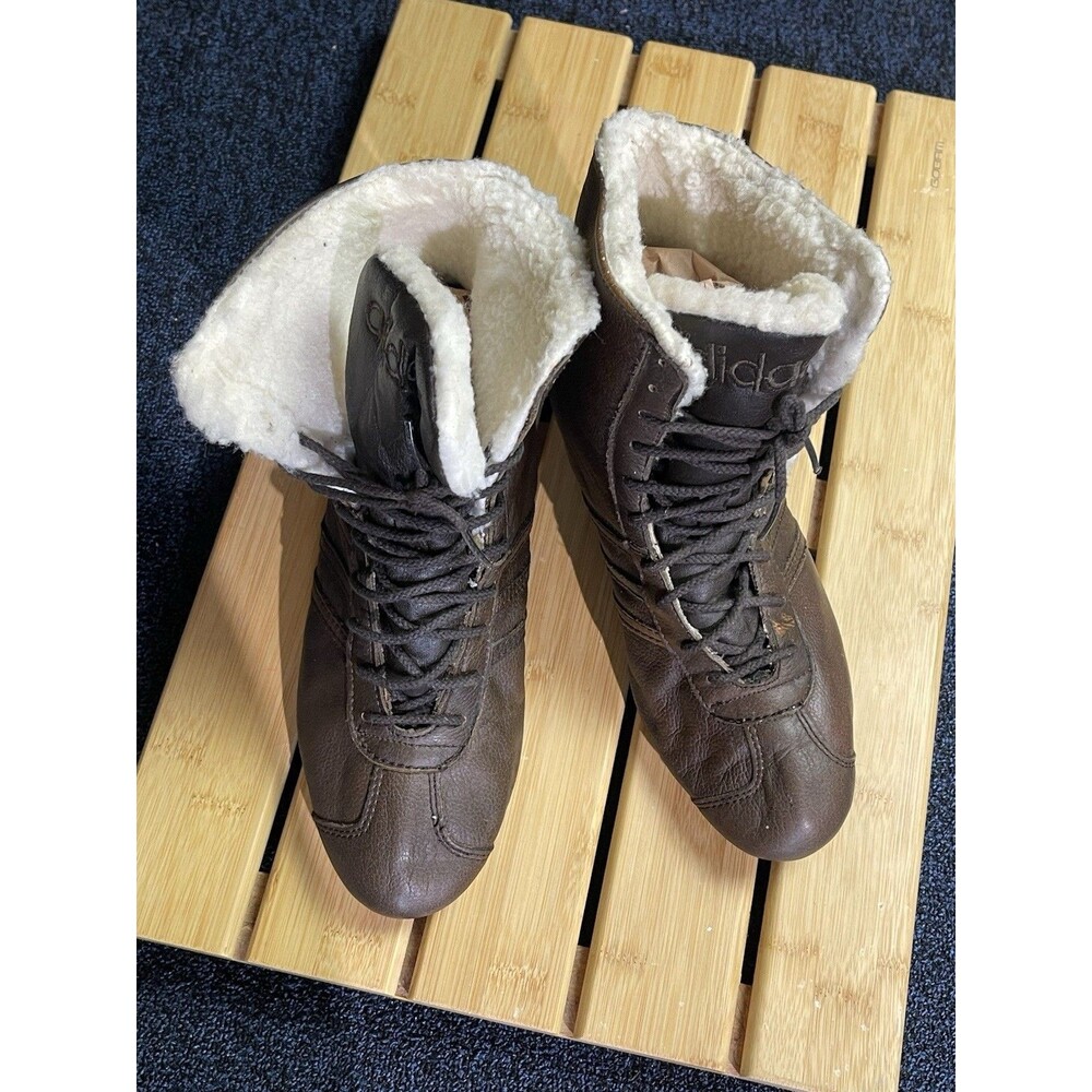 adidas Boxing/Wrestling-Style Boots Brown Sz 6.5 Women's Shearling Lined Korea